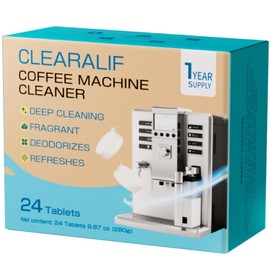 CLEARALIF Coffee Machine Cleaner Descaler Tablets, 24 Count, Unscented, Coffee Machine Descale Works With All Coffee Makers