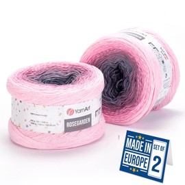 2 Skein Yarn Art Rosegarden Yarn 100% Cotton 2x1094yards 2x250gr Multicolor Cotton Yarn Rainbow Crochet Yarn Spring Summer Fine 1 Top 5 Most Used Colors (Rosegarden 313)