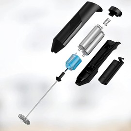 Milchaufschäumer, ideal für Cappuccini, tragbar, leicht, aus ABS und Edelstahl, 25 x 5 cm, 7 W