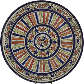 Ceramic Plates Moroccan Handmade Serving Wall Hanging Exquisite Colors Decorative 14 inches Diameter