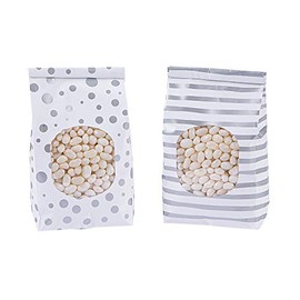 Fun Express Metallic Silver Treat Bags with Tin Tie – Premium Glossy Silver Party Favor Bags – Candy Snacks Baked Goods & Gifts – Stylish Packaging for Weddings Birthdays & Special Events – 12 Pieces