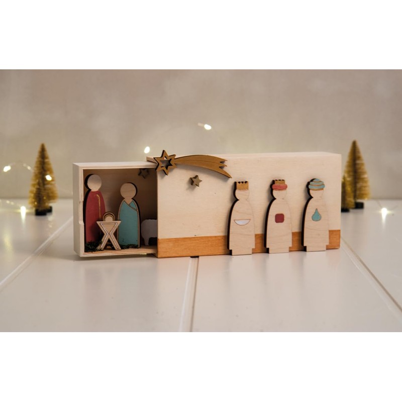 Rayher 64538505 Nativity Figures, Flat, Wooden Decoration, 3D Motifs, FSC