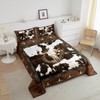 Cowhide Print Comforter Set King Size,Bull Skull Horseshoes Western Animals