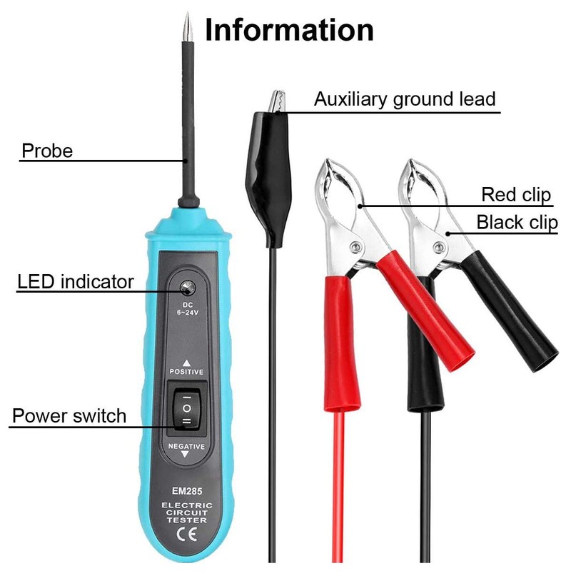 allsun 6-24Vdc Auto Power Circuit Probe Tester,Power Circuit Detector Electric