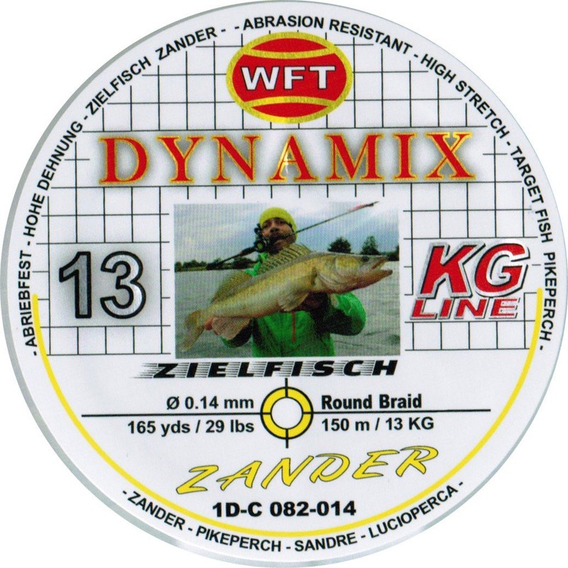 WFT Round Dynamix Zander Yellow Braided Line for Zander Fishing,
