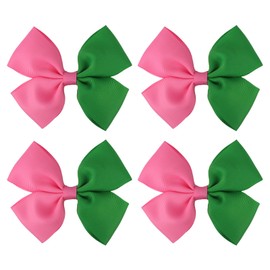 SAVITA 4pcs Witch Hair Bow Clips, Cartoon Theme Pink and Green Hair Bows Clips Aesthetic Witch Decoration Accessories for Woman & Girl Costume