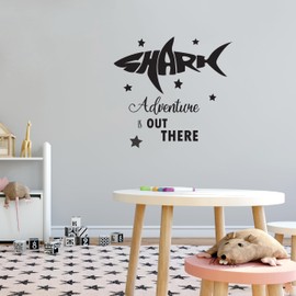 Design With Vinyl Adventure is Out There Shark Wall Decal Shark Written in Shark's Shape Bedroom Wall Sticker Removable - Size: 30 Inch x 27 Inch