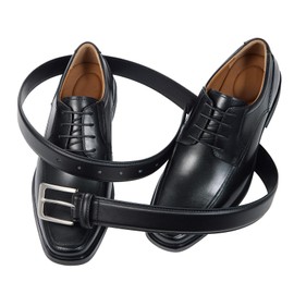 VATAN Men's Leather Dress Belts Handmade Classic Every Day Leather Belt with Prong Buckle for Men Work Business Casual (Black, 46 (Waist 44))