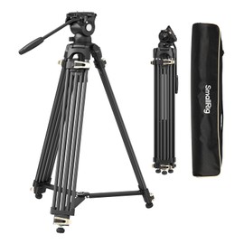 SmallRig AD-01S Video Tripod, 74" Heavy Duty Tripod with Pan and Tilt Fluid Head, Dual-Mode Quick Release Plate, Load up to 13.2lb / 6kg for DSLR, Camcorder, Cameras - 4686