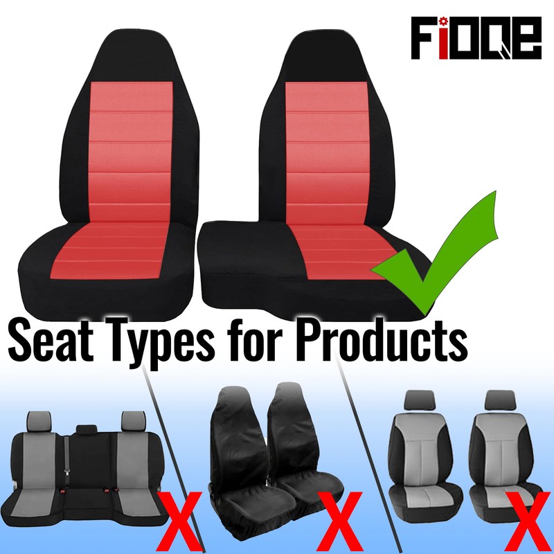 Fioqe 2PCS Front 60/40 High Back Bench Seat Cover for