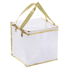 PATIKIL Insulated Grocery Bag, Non-woven Fabric Food Delivery Tote Thermal Cake Carrying Bags Food Container for Home Office Restaurant, 30cmx30cmx27cm, White