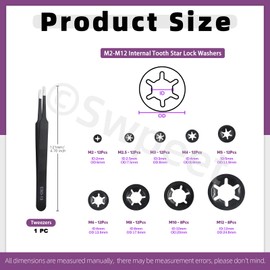 Swpeet 260Pcs Carbon Steel Steel Manganese Steel E-Clip and Internal Tooth Lock Washers with Tweezers Assortment Kit, Spring Push On Locking Nuts Speed Clips Snap Ring E-Ring Circlip Rings for Gear