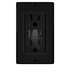 Salida PD20W 20A USB con luz nocturna LED, toma de corriente eléctrica de pared con puertos de carga USB tipo A y tipo C, tomas de pared resistentes a manipulaciones, placa de pared para teléfono