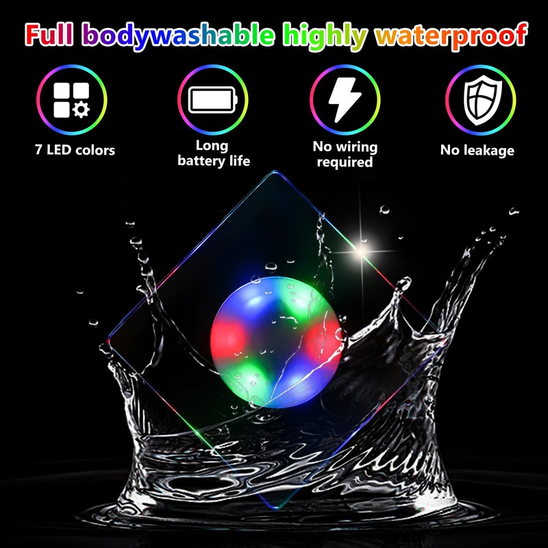 Pack of 6 Colourful LED Coasters, Square Luminous Coasters, 3