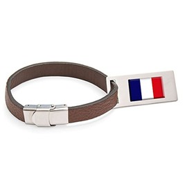 Martinique Flag Leather Luggage Tag Steel Engraved Text
