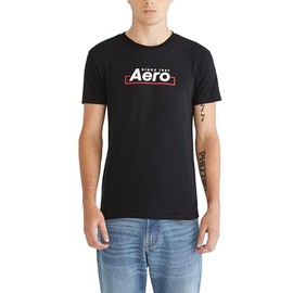 AEROPOSTALE Men's Graphic, Dark Black, Medium