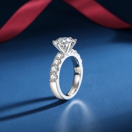 VAXOJEL 4.6 CTTW (3CT Center) Moissanite Rings for Women, D Color VVS1 Moissanite Engagement Ring S925 Sterling Silver Ring Promise Wedding Rings for Wedding Anniversary (6.5)