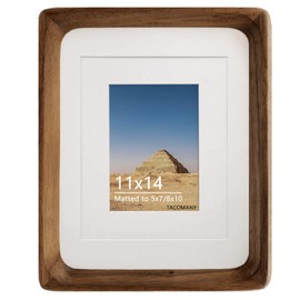 Natural Wood Photo Frames Inspired Tabletop Picture Frame with Mat, Vertical or Horizontal Display (Walnut, 11x14 matted to 5x7/8x10)