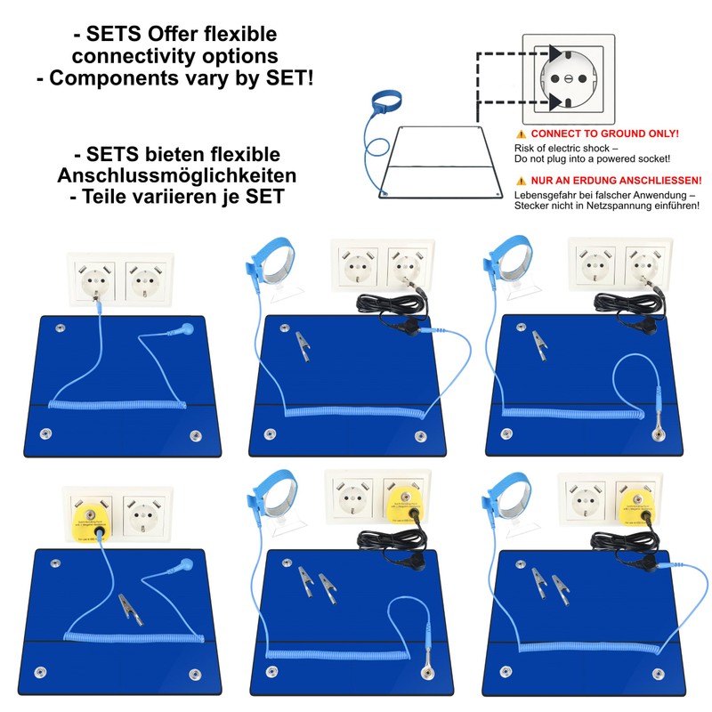 Minadax® 120 x 60 cm Antistatic Mat Set ESD Cuff