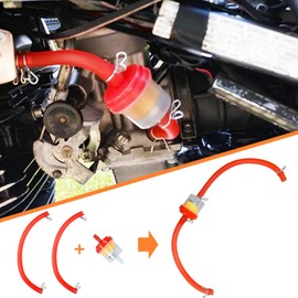 HOLATO Gas Fuel Line Hose Clamps Fuel Filters with Inline Shut Off Valve Petcock Set for 50cc 70cc 90cc 110cc 125cc 150cc Taotao Coolster Apollo Baja Chinese ATV Four Wheeler Moped Dirt Pit Bike Red