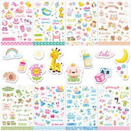 DPKOW Baby Sticker Set 235 Pieces Baby Album Sticker Baby Photo Album Sticker Guest Book Baby Shower Girl Boy Birth Sticker Scrapbook Bullet Journal Baby Milestone Sticker Photo Albums