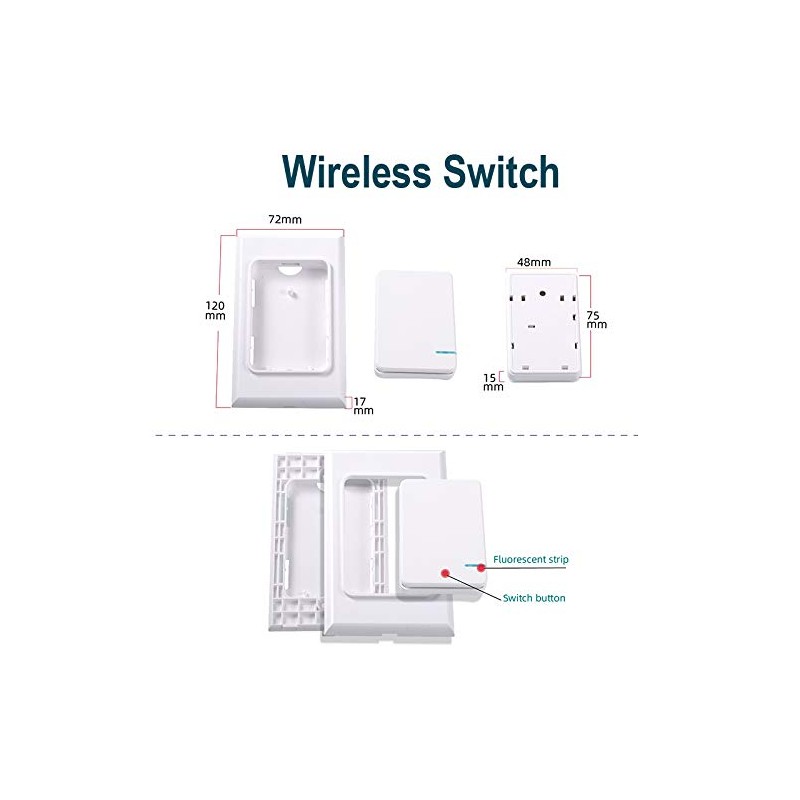KCMYTONER 1PK Mini Wireless Light Switch with Wall Panel and