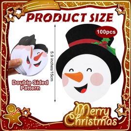 Tenceur 100 Count Christmas White Snowman Parchment Paper 6 Inch Cheese Paper Parchment for Christmas Party Holiday Kitchen Dining Table Charcuterie Boards Food Serving Decoration, Double Sided