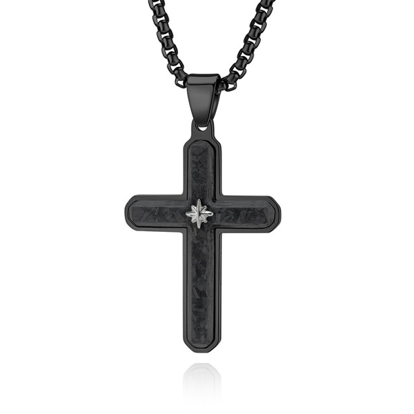 Oskani Men's Cross Necklace Stainless Steel Crucifix Pendant with Chain