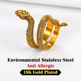 Richsteel Womens Chunky Rings Gothic Snake Long Ring Jewellery For Men