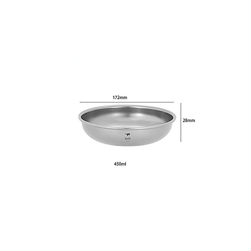Keith Titanium Plate 150ml~450ml Outdoor Tableware Camping Plate Travelling Ultra