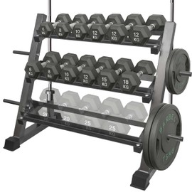 VIODEX 3 Tier Multifunctional Dumbbells Weights Barbells Rack, 1100 lbs Weight Capacity
