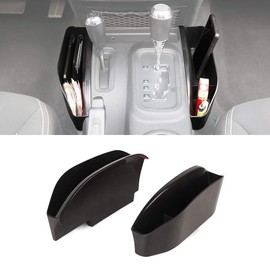 Savadicar GearTray - Caja de almacenamiento lateral para consola de cambio de engranajes, bandeja organizadora de transmisión automática para Jeep Wrangler JK JKU 2011-2018, accesorios interiores, negro, 2 unidades