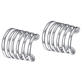 925 Sterling Silver Multi Circles Cuff Earrings for Women Clip On Cartilage Earrings