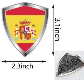 Spain Flag Decal Sticker - Spanish Flags Shield Shape Reflective Vinyl Car Stickers - for Car Window Bumper Laptop Waterproof Sticker (5Pcs)
