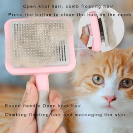 Dog Brush, Getallis Pet Brush for Long and Short Hair, Cat Brush for Long Haired Cats, Self Cleaning Pet Hair Brush with Release Button for Grooming Kitten with One-Click Release Button