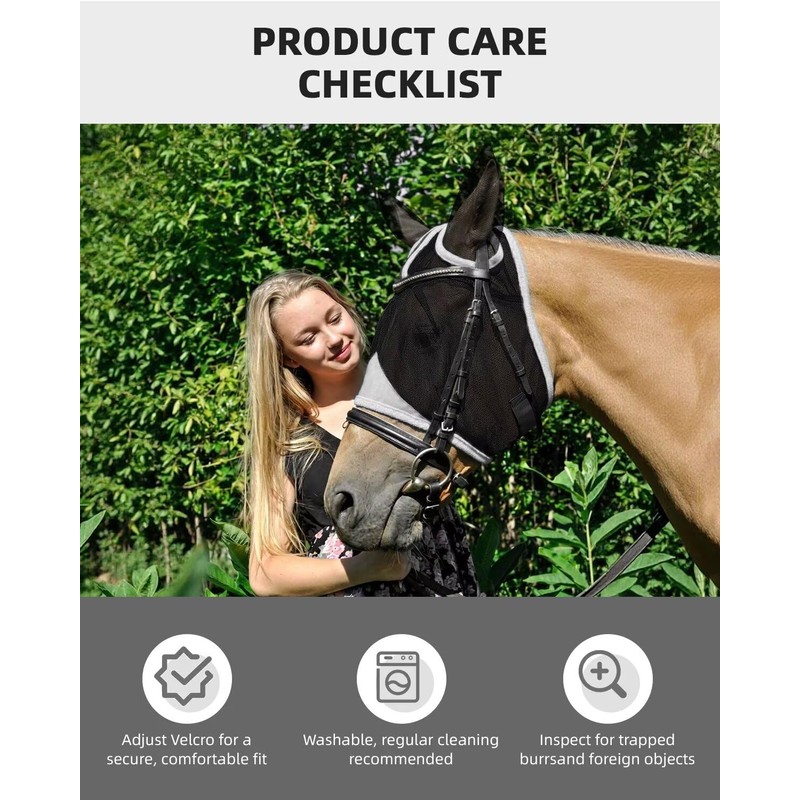 Hilltown Adjustable Fly Mask for Horse with Ears - Horse,