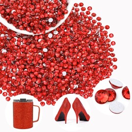 2000PCS SS16/4mm Glass Crystal Rhinestones (Light Red/Light Siam), Flatback Red Rhinestones for Bedazzling Crafting DIY Crafts Nail Art Makeup, Gems Diamond Charms for Tumbler Shoes Clothing Mug