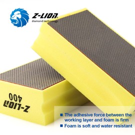 Z-Lion Electroplated Diamond Hand Polishing Pad Foam Back for Granite Marble Stone Glass Ceramic (400#)