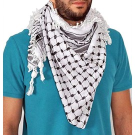 Trees Of The Land Cotton Shemagh Tactical Desert Wrap Keffiyeh Head Neck Arab Scarf/Black & White, Black and White, Large