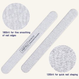 HIFAU Nail Files and Buffer Set, Nail File Upgrade 100/180 Grit to 120/180 Grit, 600/3000 Grit Nail Buffer, 22 Pieces Manicure Tool Set for Fingernail & Toenail, Washable,