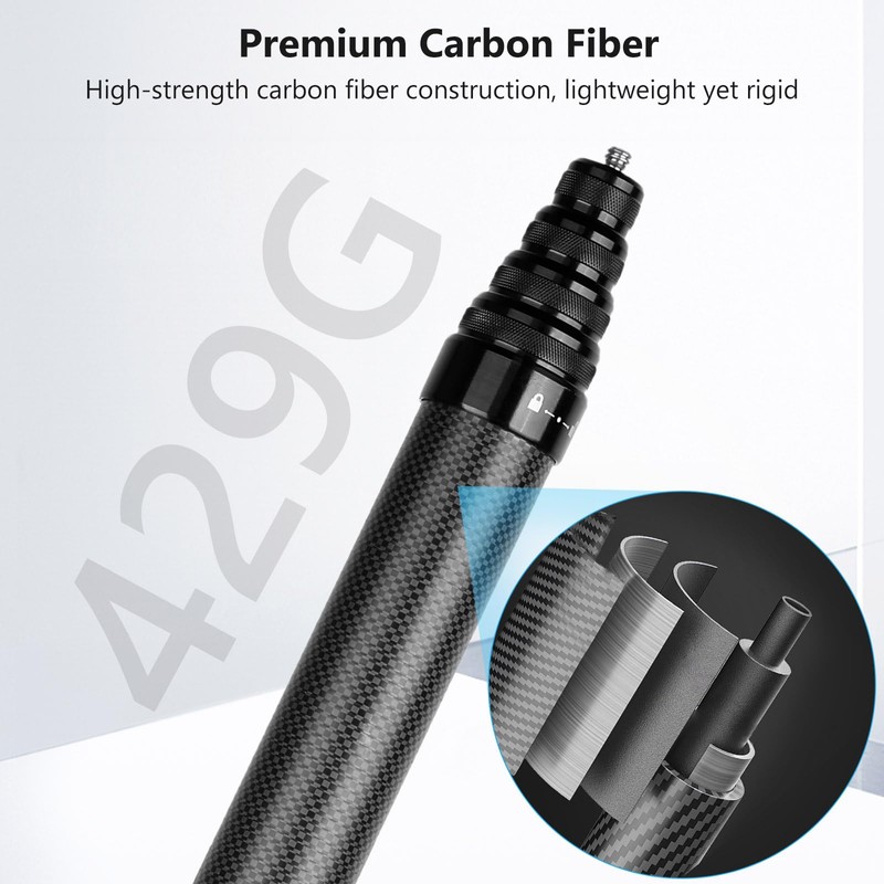 ARTCISE Extra Long Carbon Fiber Selfie Stick 5.1m Extendable, Lightweight