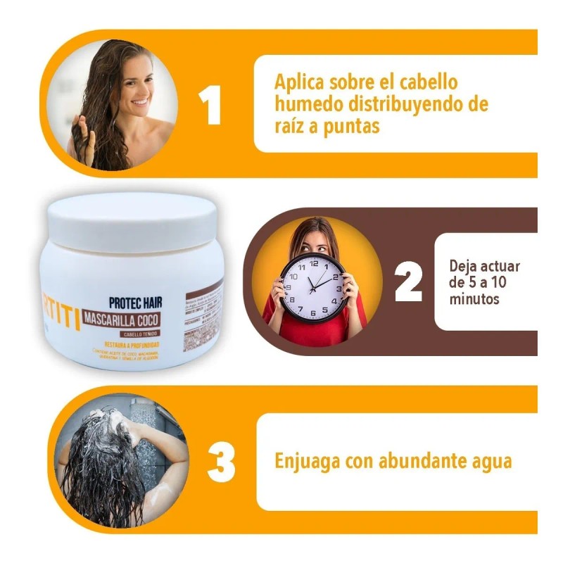 Mascarilla Para Cabello Teñido Coco Keratina Nefertiti 350g