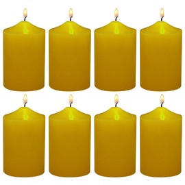 Yusevot 2 Inch Yellow Outdoor Citronella Pillar Candles, 24 Hour 2x3 Inch Dripless Scented Tapered Column Candles for Patio Home Party, Set of 8