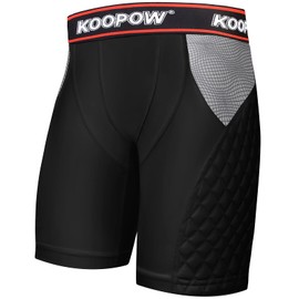 KOOPOW Adult Padded Sliding Shorts Men Slider Shorts Sliding Pads with Cup Pocket for Baseball, Football, Lacrosse, Hockey