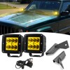 Wsays 2PCS LED Amber Light Pods & Ditch Hood Hinge