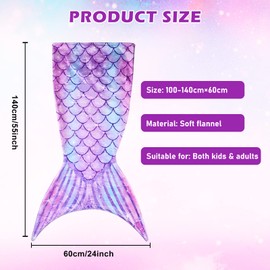 Mermaid Blanket, Mermaid Fin Blanket, All Seasons Soft Mermaid Tail Blanket, Mermaid Blanket Girls, Cuddly Blanket Mermaid for Christmas, Birthday Gift (145 x 50 cm)