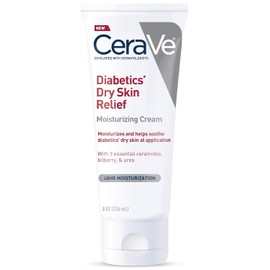 Crema hidratante CeraVe para la piel seca de los diabéticos | Crema de Urea con Arándano para Rostro y Cuerpo | Sin fragancia y sin parabenos | 8 onzas