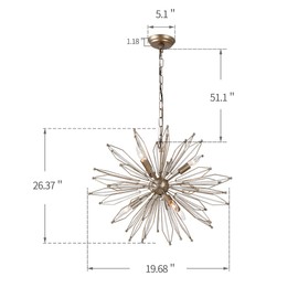 Butterfly Asteroid Chandelier 5 Light Sputnik Crystal Pendant Lamp Mid Century Style Champagne Gold Crystal Color