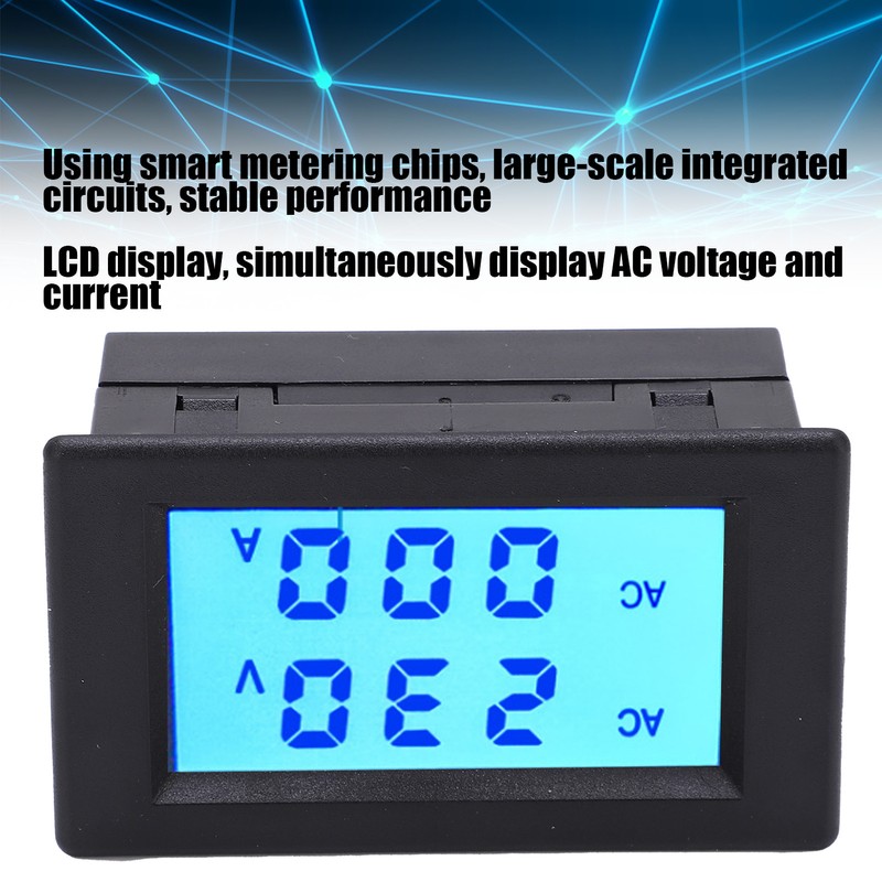 QH4835A LCD Dual Display Current Voltage Meter Electrical Digital Ammeter