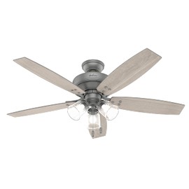 Hunter Fan 52 inch Casual Matte Silver Indoor Ceiling Fan with LED Light Kit and Pull Chain (Renewed)